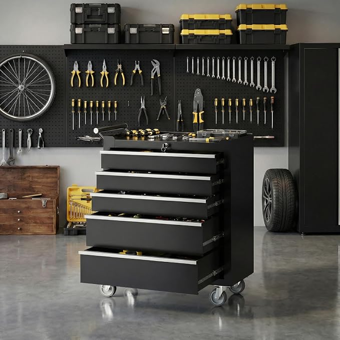 Rolling Tool Chest with Wheels, 5 Drawer Tool Storage Cabinet, Portable Toolbox - Image 2