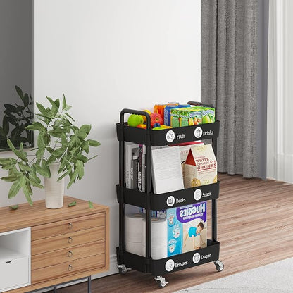 Laiensia 3-Tier Storage Carts, Mobile Shelving Unit Cart - Image 5