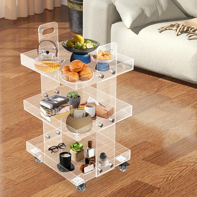 3-Tier Acrylic Utility Rolling Cart - Image 2