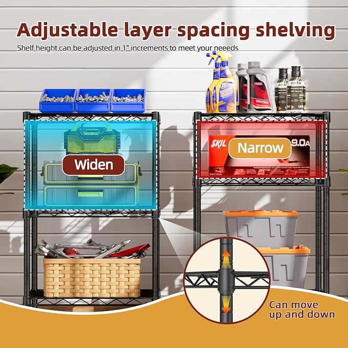 SINGAYE Small Wire 3 Adjustable Shelves Pantry Metal Shelf Floor Organizer | - Image 5