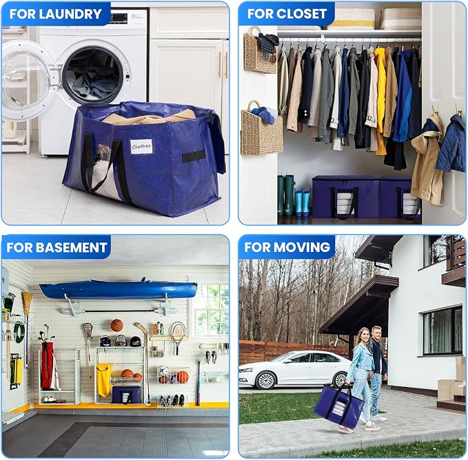 TAILI 2 Pack Dark Blue Extra Large Moving Bags, Heavy Duty Totes - Image 9