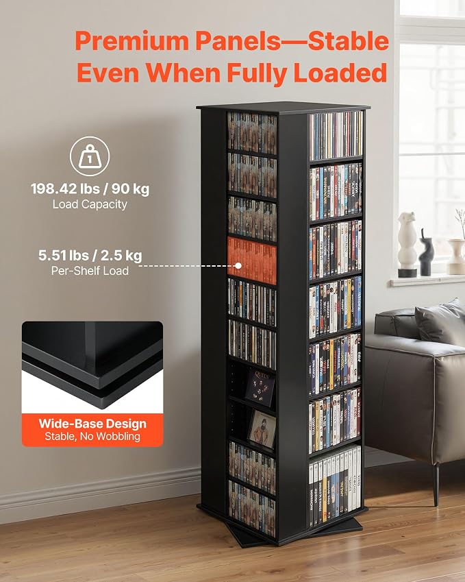 VEVOR Media Storage Cabinet, CD Rack Tower, 34 Compartments Rotating Media - Image 5