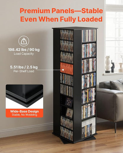 VEVOR Media Storage Cabinet, CD Rack Tower, 34 Compartments Rotating Media - Image 5
