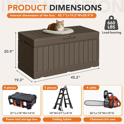 78 Gallon Deck Box Outdoor Indoor Waterproof Storage Box - Image 8