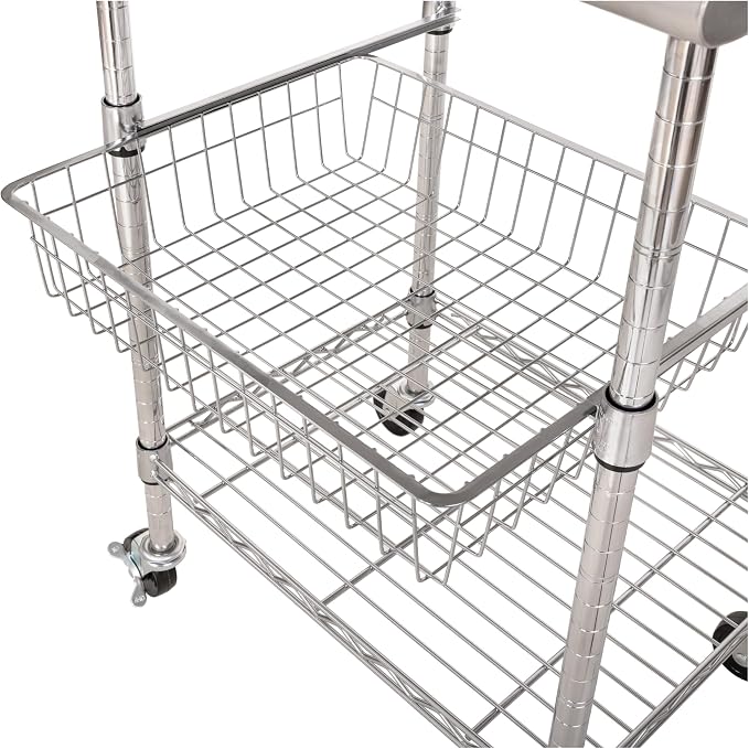 Stainless-Steel Commercial-Grade NSF-Certified Prep Table Cart - Image 4