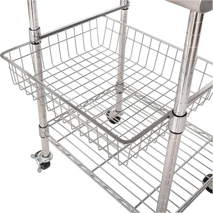Stainless-Steel Commercial-Grade NSF-Certified Prep Table Cart - Image 4