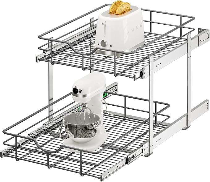 ALINE FURNITURE 2-Tier Pull Out Cabinet Organizer by ALINEFURNITURE