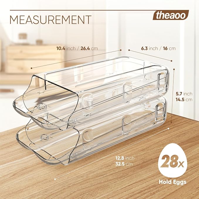 theaoo Egg Holder for Fridge, Automatic Rolling Egg Container for Refrigerator - Image 3