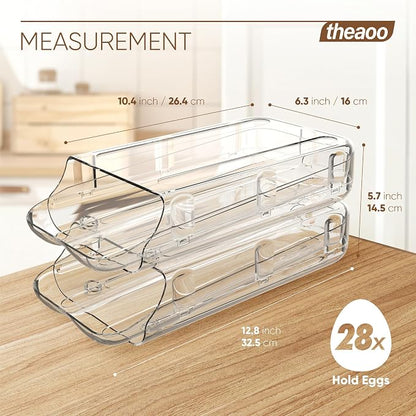 theaoo Egg Holder for Fridge, Automatic Rolling Egg Container for Refrigerator - Image 3