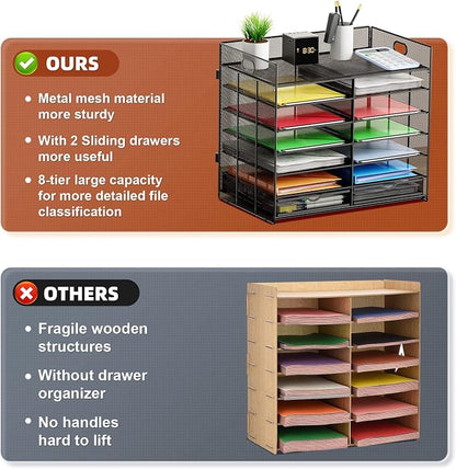 Marbrasse 7 Tier Desktop Literature Organizer, Mesh Paper Organizer, Desk - Image 4