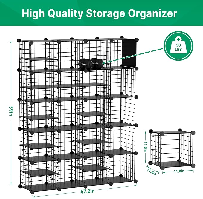 Wire Cube Storage Organizer, 20 Cubes Converted into 23 Cubes, Sturdy Metal - Image 3