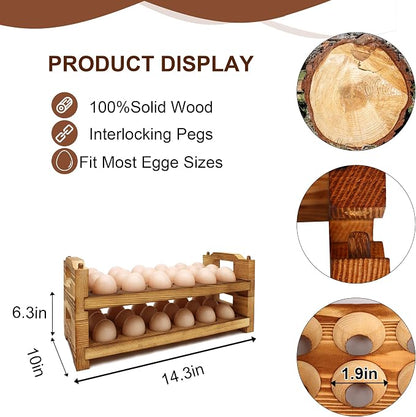 CVHOMEDECO. Wooden Egg Holder Countertop Fresh Egg Holders Firewood Egg - Image 2