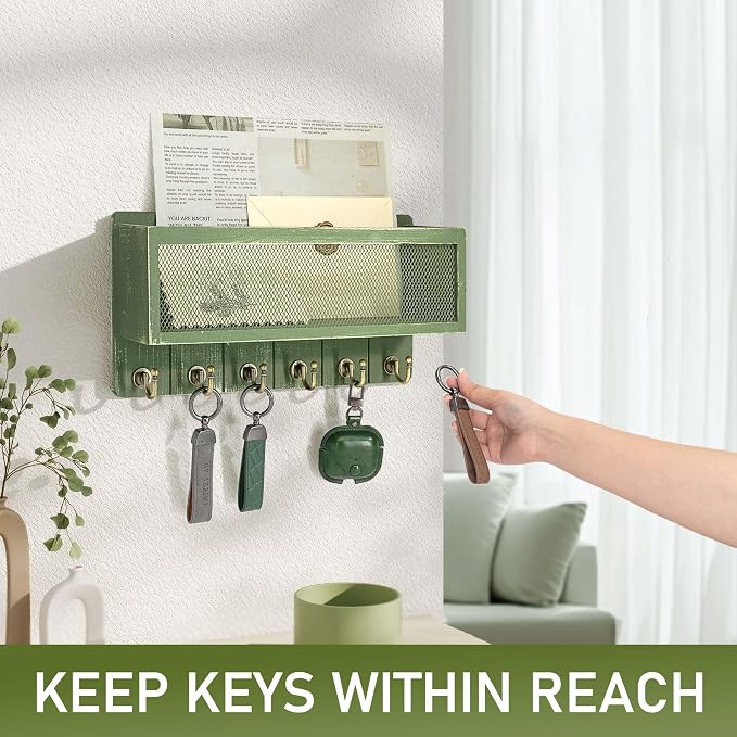 Rebee Vision Pine Wood Mail and Key Holder - Image 4