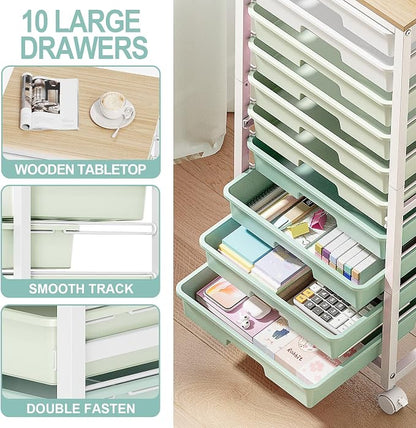 Rolling Cart with Drawers, 10 Drawer Rolling Cart, Storage Cart, Utility Cart - Image 3