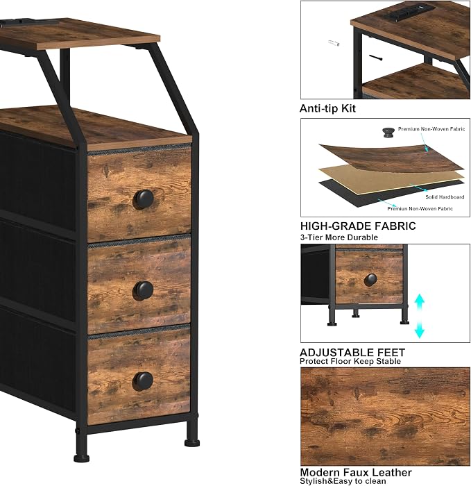 Tohomeor Narrow Dresser Tall Skinny Storage Tower Vertical Slim Chest of Drawers - Image 6