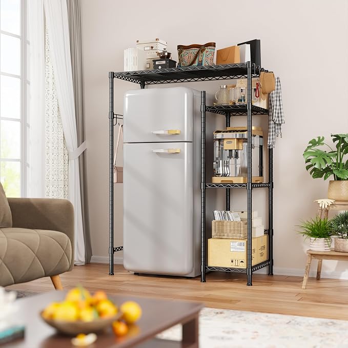 REIBII Mini Fridge Stand with Storage, 4-Tier Adjustable Shelves, 380 lbs | - Image 6