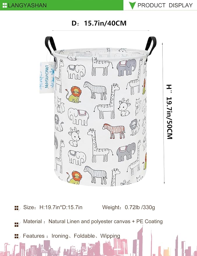 LANGYASHAN Laundry Basket Canvas Fabric Collapsible Organizer Basket - Image 2