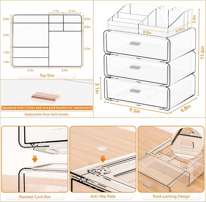 Yieach Clear Acrylic Makeup Organizers Countertop - Image 3