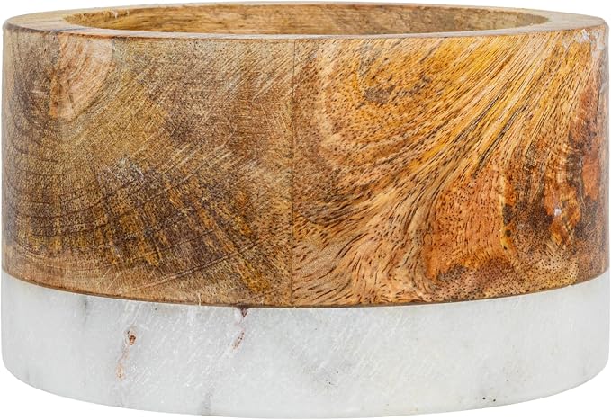 Creative Co-Op Mango Wood and Marble Bottle Holder - Image 6