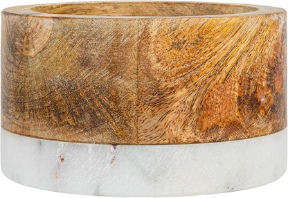 Creative Co-Op Mango Wood and Marble Bottle Holder - Image 6