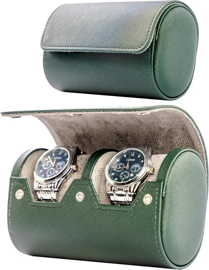MR.OKAY 2 Watch Travel Case -Premium Leather by MR.OKAY