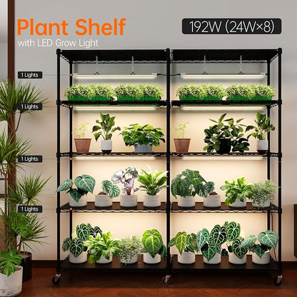 Bstrip 5-Tier Plant Shelf with Grow Light, Large L-Shaped or Long Shape Indoor - Image 3