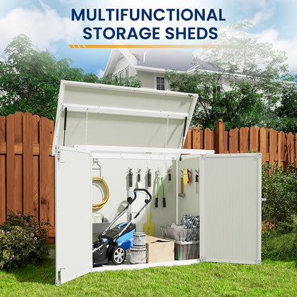 Amopatio 41 Cu Ft Outdoor Storage Shed, Horizontal Resin Trash Can Storage - Image 2
