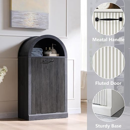 Arched Tilt-Out Trash Can Cabinet, Fluted 10 Gallon Trash Can Cabinet Set of 2 - Image 4