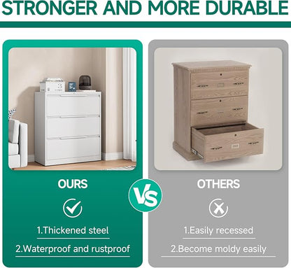 Filing Cabinet with Lock, Lateral File Cabinets 3 Drawer Metal Wide Filing - Image 7