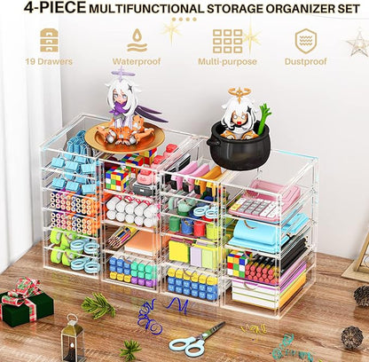 Acrylic Makeup Organizer with 19 Drawers, 4 Pack Clear Storage Drawers - Image 7