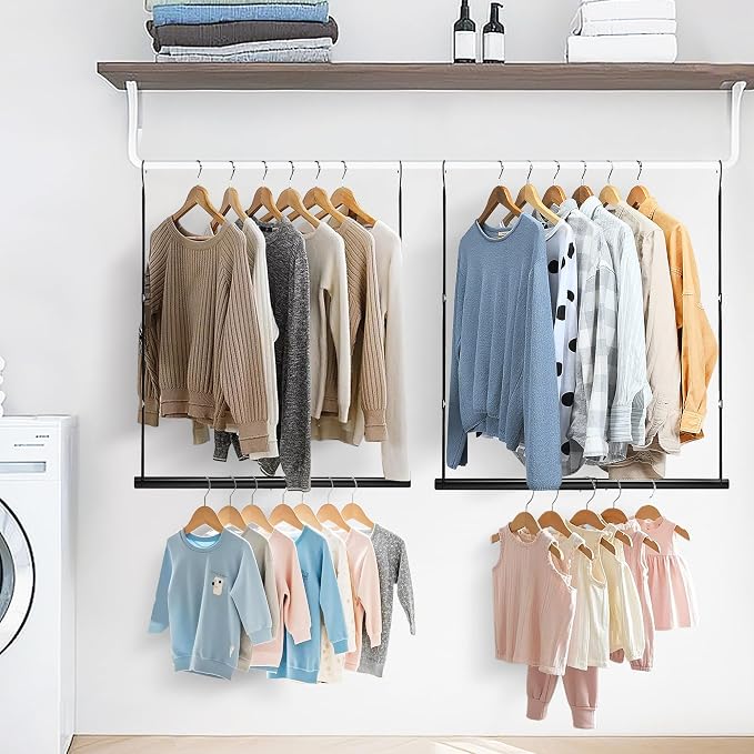 STORAGE MANIAC Hanging Closet Rod, Adjustable Width and Height Closet Hanging - Image 7