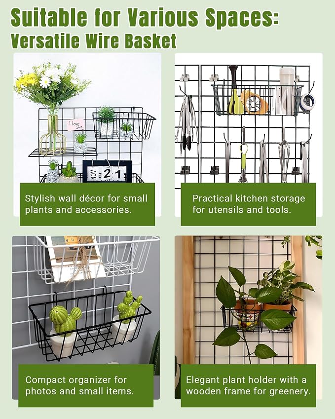10 PCS Black Wire Baskets, No Drilling, Hanging Wire Basket - Image 7