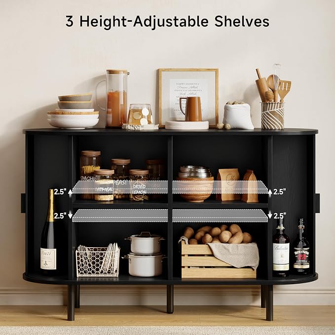Buffet Sideboard Cabinet with Storage, Modern Accent Coffee Bar Console Table - Image 4