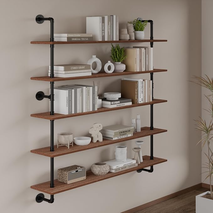 HDDFER Floating Shelves for Wall Living Room Shelves Bookshelf Industrial Pipe - Image 5