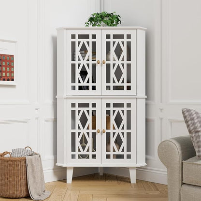 Scurrty Tall Corner Shelf Stand, Large Shelf Corner Table Sideboard Cabinet by Scurrty