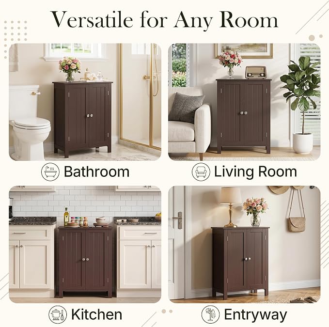 SUPER DEAL Modern Bathroom Floor Storage Cabinet - Image 9