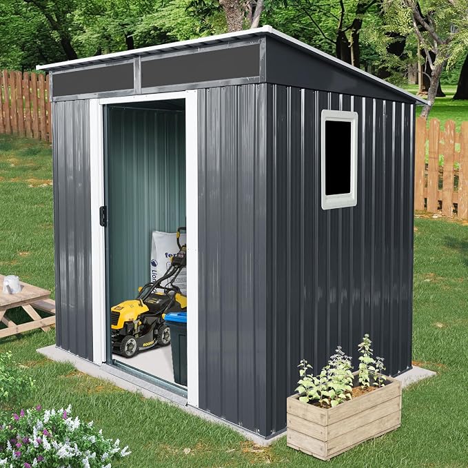 Outdoor Metal Storage Shed Window Ventilation Foundation Frame Waterproof - Image 2