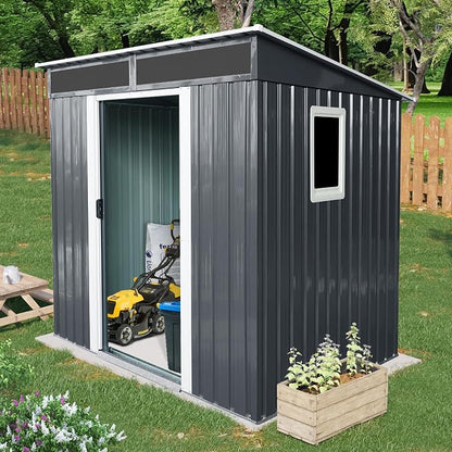 Outdoor Metal Storage Shed Window Ventilation Foundation Frame Waterproof - Image 2