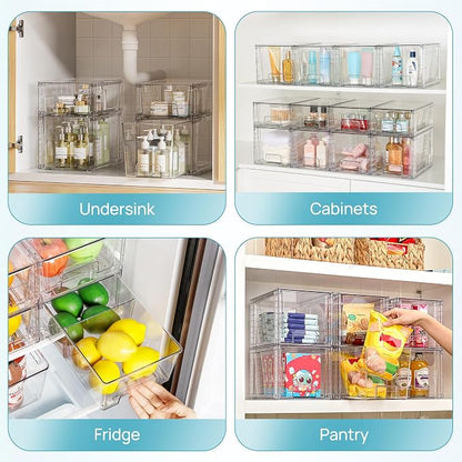 Vtopmart 8 Pack Clear Stackable Cabinet Organizers - Image 8