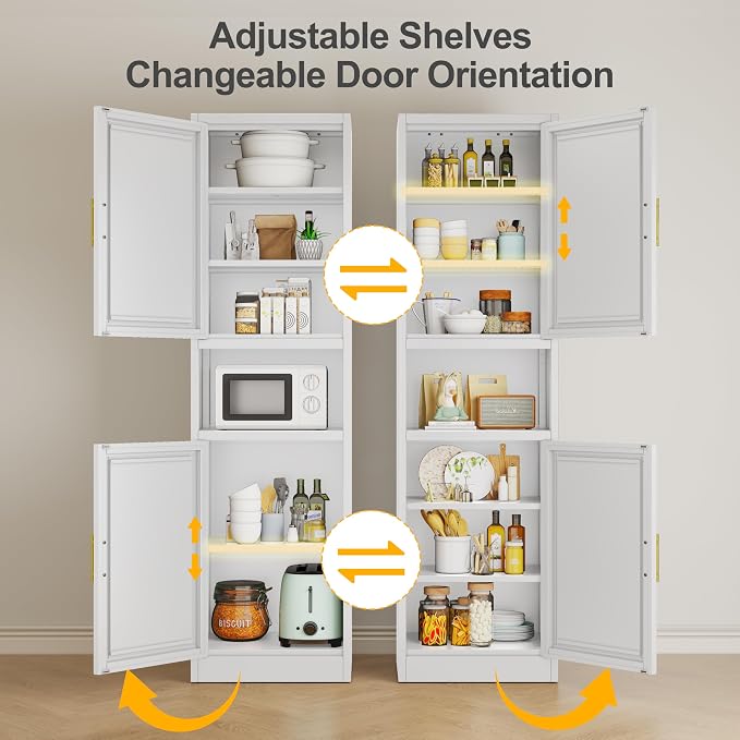 Ckzbx Tall Narrow Storage Cabinet 66.93" H Tall Bathroom Cabinets Metal Pantry - Image 6
