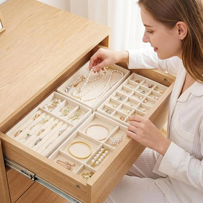 Velvet Jewelry Organizer for Drawer, Stackable Jewelry Drawer Inserts in Dresser - Image 9