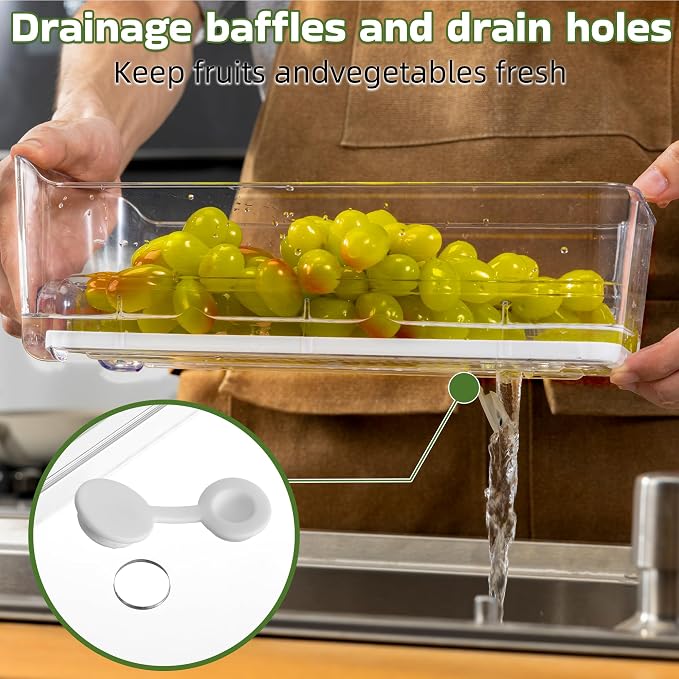 Large Fridge Organizer Drawers, 4 Pack Stackable Fruit and Vegetable Storage - Image 5