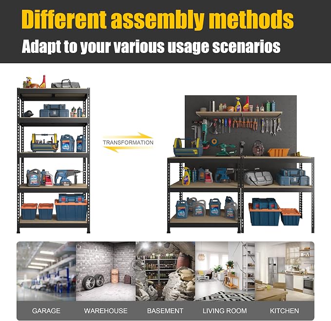 PrimeZone Storage Shelves 2 Packs 5 Tier Adjustable Garage Storage Shelving - Image 7
