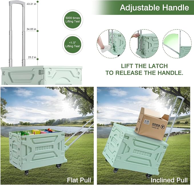VECELO 23 GAL 2-in-1 Foldable Shopping Cart, Collapsible Utility Cart - Image 6