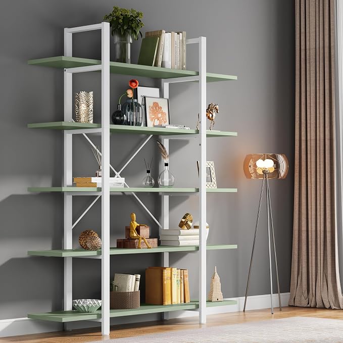 Tribesigns 5-Tier Bookshelf, Vintage Industrial Style Bookcase 72 H x 12 W x by Tribesigns