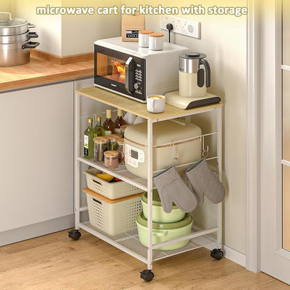 ThreeHio Rolling Kitchen Microwave Cart, 3 Tier Microwave Table Stand - Image 7