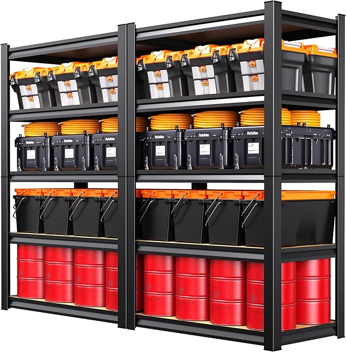 Set of 2 Garage Shelving Heavy Duty Storage Shelves, Adjustable Metal Shelving by AOAORGG