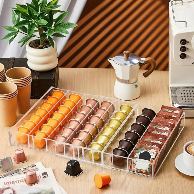 Briwooody Expandable Acrylic Coffee Pod Holder Holds 35 to 70 Capsules or 105 - Image 2