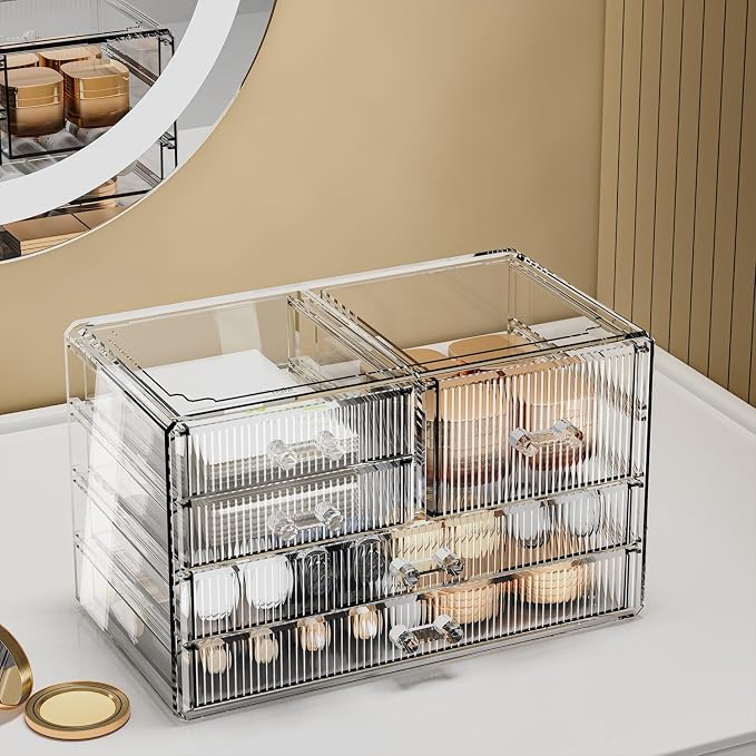 ZHIAI Stackable Storage Drawers, Acrylic Bathroom Counter Organizer Clear - Image 5