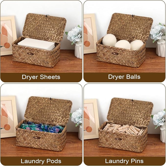 Dryer Sheet Holder, Woven Seagrass Dryer Sheets Storage Container - Image 7